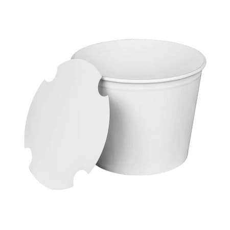 Karat Food Bucket with Lid, 85 oz, 7.36 in. Dai x 6 in.h, White, Paper, 180PK C-FB85W_BUNDLE